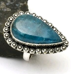 Blue Apatite Gemstone 925 Sterling Silver Handmade Ring